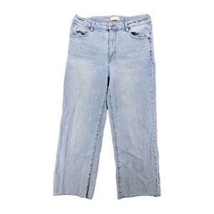 Oliver Logan Aberdeen Wide Leg High Rise Crop Raw Hem Women's Sz 30 Light Indigo